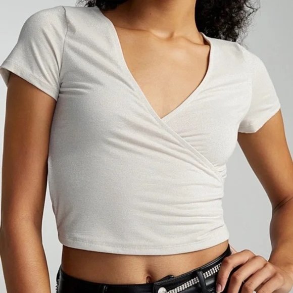 Brandy Melville White Criss-Cross Wrap Crop Top - Picture 6 of 6